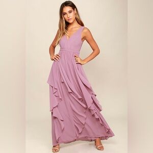 NWT Lulu’s Simply Sweet Mauve Maxi Dress